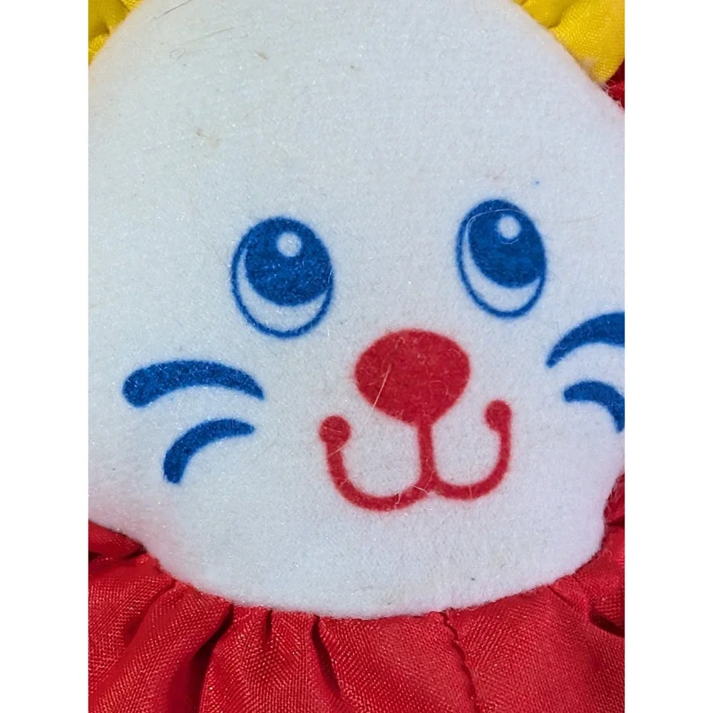 Vintage 1996 Fisher Price Baby Circus Juggling Lion Rattle Plush Toy Primary